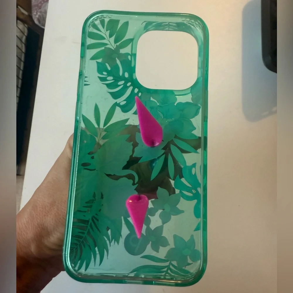 Loopy Case Floral Tropical Green Phone Case with Pink Loop